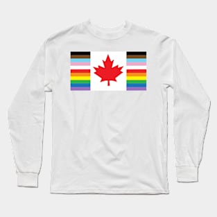 Canadian Pride flag design with maple leaf and pride rainbow Long Sleeve T-Shirt